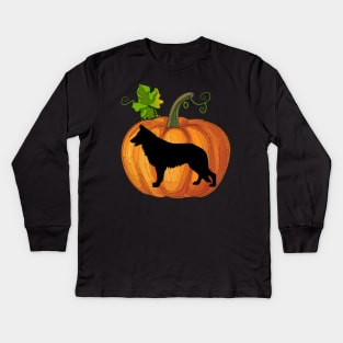 German shepherd in pumpkin Kids Long Sleeve T-Shirt